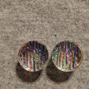 5/8 Inch Acrylic Metallic Stripe Plugs